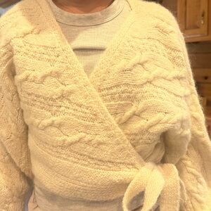 Zara Cream Cable Knit Wrap Cardigan